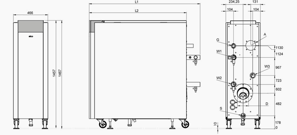 Размеры котлов TRIGON XL 115-250